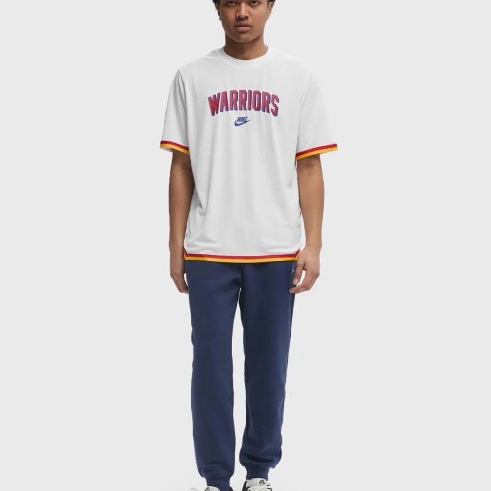 NEW NIKE GOLDEN STATE WARRIORS SHORT-SLEEVE PREGAME TOP SHIRT FZ0141-100 LARGE